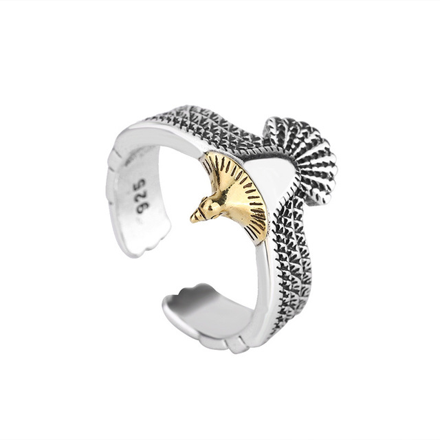 Pierścień XIYANIKE z nowej dostawy skrzydła orła z białego złota, stylowy dodatek podkreślający osobowość, idealny prezent dla mężczyzny - Wianko - 5