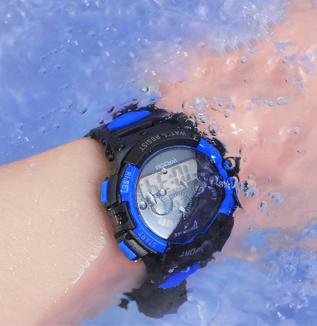 Zegarek LED wodoodporny z podświetleniem dla dzieci - kolorowy, z datownikiem i tygodniowym wyświetlaczem, idealny prezent - Wianko - 1