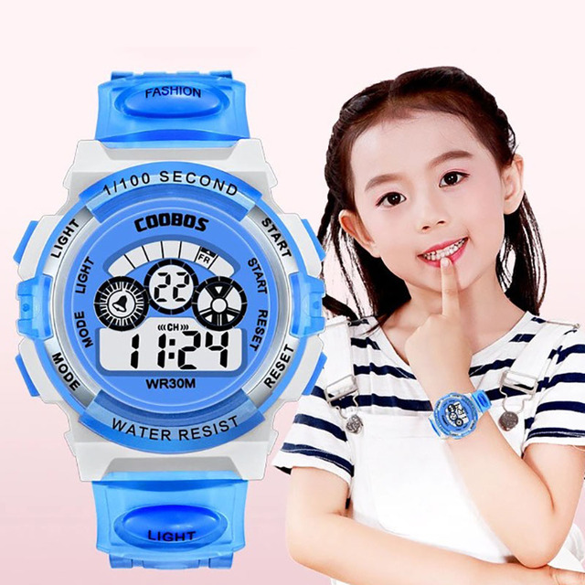 Zegarek LED wodoodporny z podświetleniem dla dzieci - kolorowy, z datownikiem i tygodniowym wyświetlaczem, idealny prezent - Wianko - 2