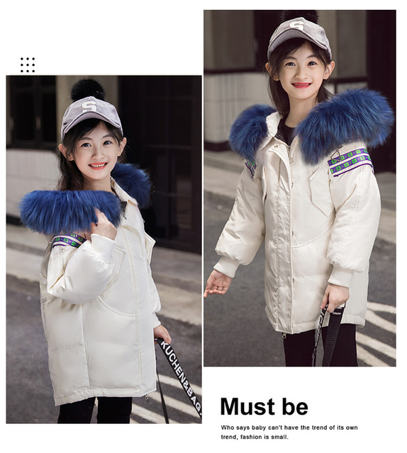 Zimowy płaszcz dla dziewczynek marki Projekt - kurtka z kapturem, 90% puchu kaczego, dla dziewczyn w wieku 3-14 lat - Wianko - 11