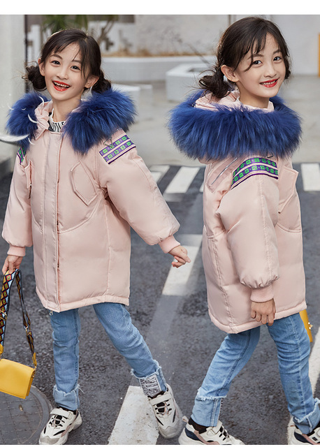 Zimowy płaszcz dla dziewczynek marki Projekt - kurtka z kapturem, 90% puchu kaczego, dla dziewczyn w wieku 3-14 lat - Wianko - 5