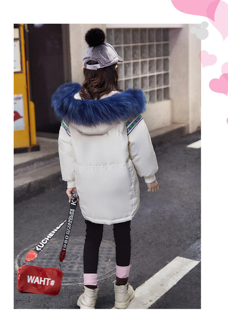 Zimowy płaszcz dla dziewczynek marki Projekt - kurtka z kapturem, 90% puchu kaczego, dla dziewczyn w wieku 3-14 lat - Wianko - 13