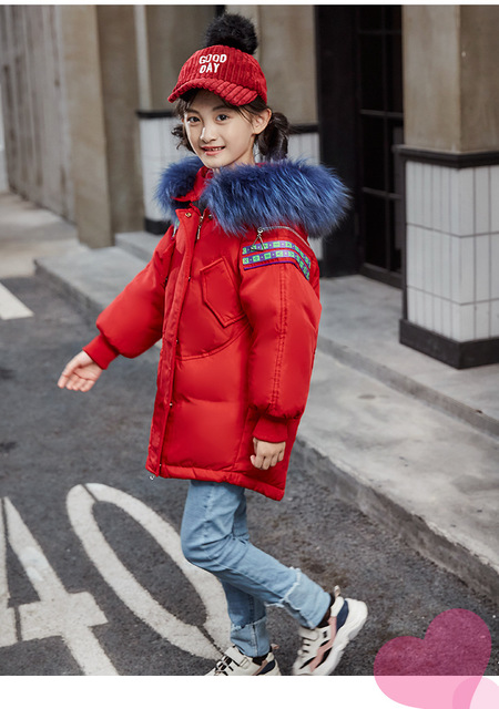 Zimowy płaszcz dla dziewczynek marki Projekt - kurtka z kapturem, 90% puchu kaczego, dla dziewczyn w wieku 3-14 lat - Wianko - 2