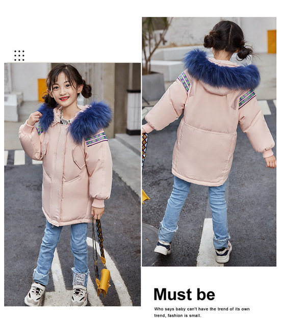 Zimowy płaszcz dla dziewczynek marki Projekt - kurtka z kapturem, 90% puchu kaczego, dla dziewczyn w wieku 3-14 lat - Wianko - 6