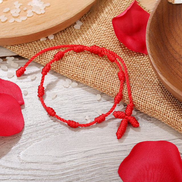 Sznurek pleciony bransoletki na rękę szczęście czerwony czarny okrągły Amulet sukcesu dobrobyt Pulseras Mujer - Wianko - 9