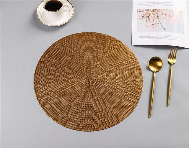 Podkładka stołowa z PVC, okrągła, łatwa do czyszczenia, metalowa podkładka pod talerz, home decor - Wianko - 5