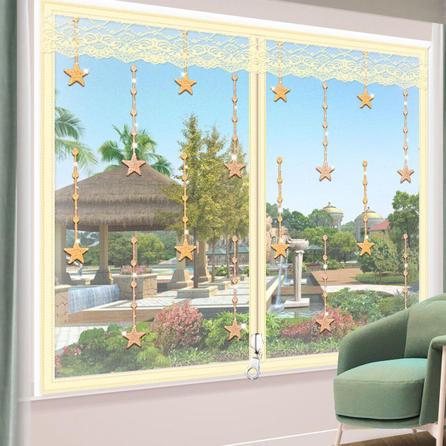 Zasłona panelowa z fioletowym drzewem i ptakami, siatka okienna z możliwością otwarcia na zamek błyskawiczny, wykonana z przędzy optymalizującej przepływ powietrza, z wymienną i zmywalną moskitierą - Wianko - 16