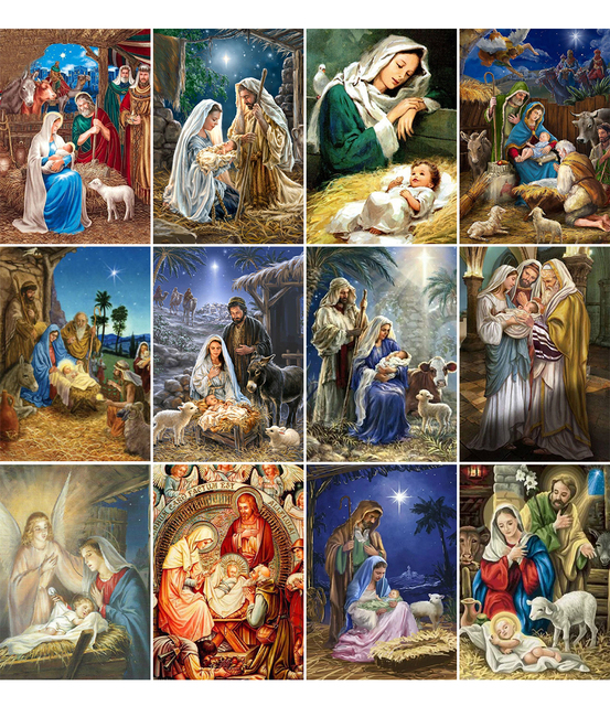 Diamentowy obraz krzyż religijny 5D DIY - pełne wiertło, haft, mozaika, kryształki - zestaw do szycia - ikona religijna - prezent - Wianko - 11