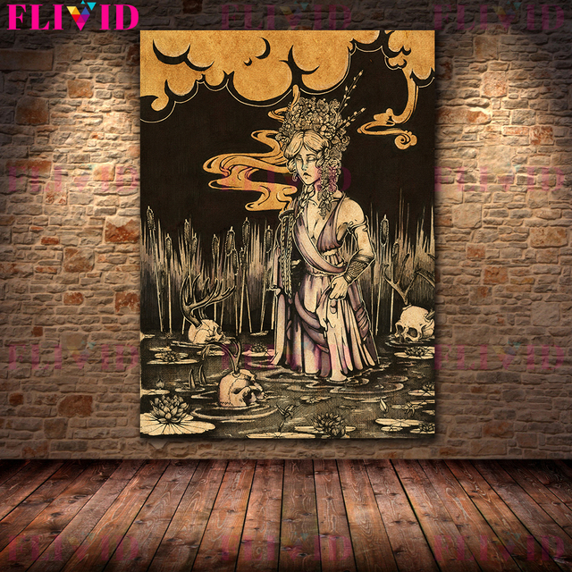 Obraz ściany na płótnie Czarownica upadek i śmierć - mroczne tło z gotyckim stylem - Wianko - 6