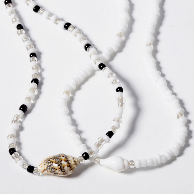 Naszyjnik F.J4Z Choker z kamieniami - muszla, łańcuch dla kobiet, biżuteria plażowa - Wianko - 7