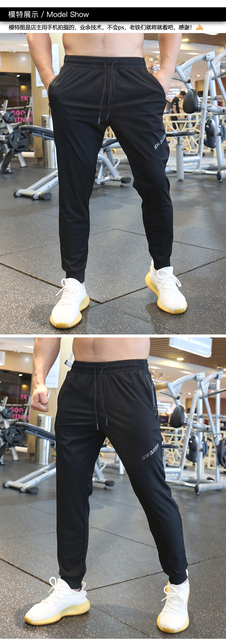 Męskie spodnie do biegania elastyczne i oddychające, idealne na siłownię, sport i trening - Wianko - 3
