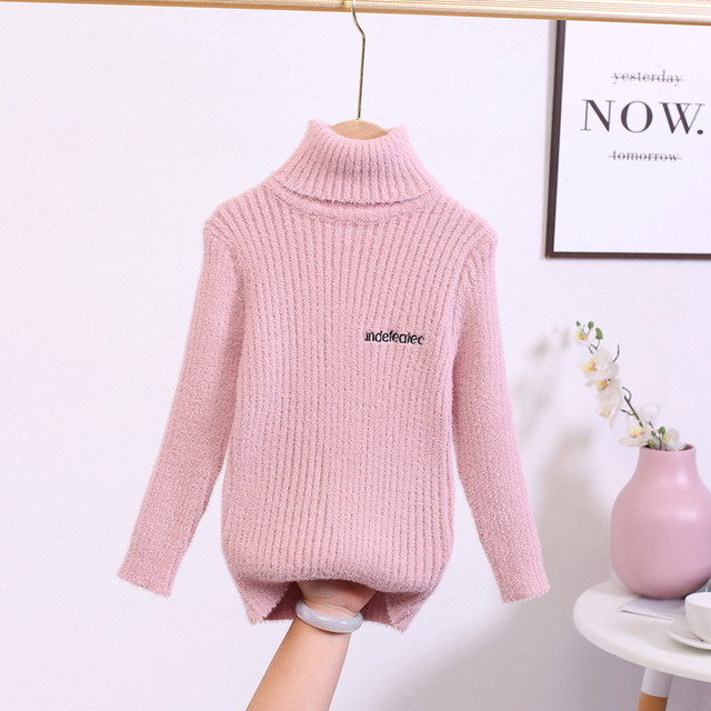 Sweter zimowy dla dziewczynek i chłopców - odzież dziecięca, miękka, wełniana, dzianinowa, z golfem, nowy styl mody - Wianko - 11