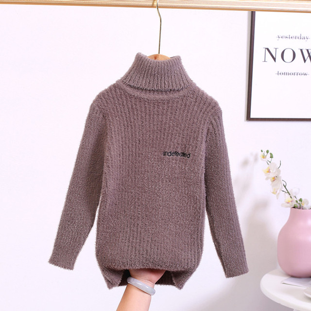 Sweter zimowy dla dziewczynek i chłopców - odzież dziecięca, miękka, wełniana, dzianinowa, z golfem, nowy styl mody - Wianko - 12