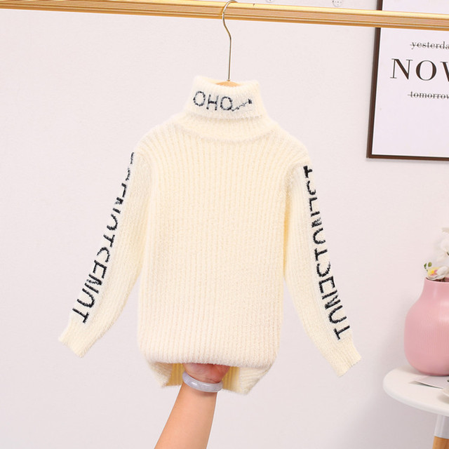 Sweter zimowy dla dziewczynek i chłopców - odzież dziecięca, miękka, wełniana, dzianinowa, z golfem, nowy styl mody - Wianko - 6