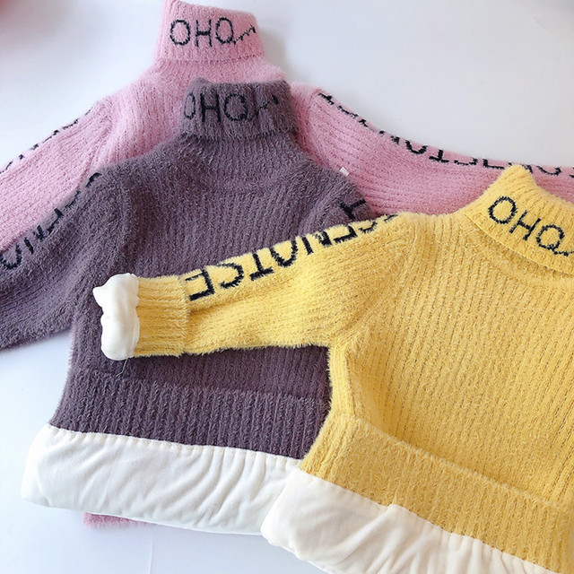 Sweter zimowy dla dziewczynek i chłopców - odzież dziecięca, miękka, wełniana, dzianinowa, z golfem, nowy styl mody - Wianko - 4