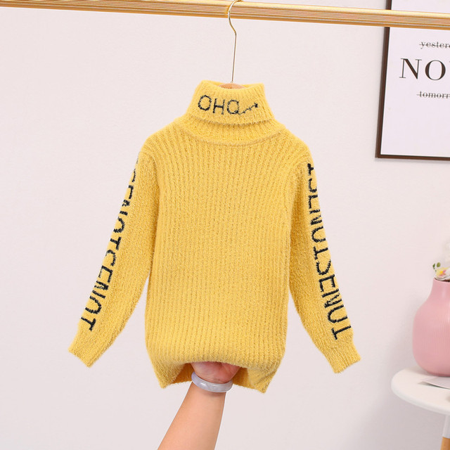 Sweter zimowy dla dziewczynek i chłopców - odzież dziecięca, miękka, wełniana, dzianinowa, z golfem, nowy styl mody - Wianko - 5