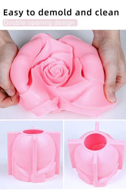 Duża róża - silikonowa forma do 3D tynku, świece zapachowe, robienie mydła - DIY Handmade, ręcznie robiony kwiat - walentynkowy prezent - Wianko - 7