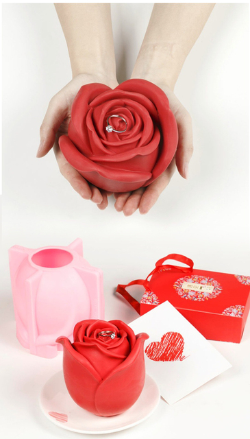 Duża róża - silikonowa forma do 3D tynku, świece zapachowe, robienie mydła - DIY Handmade, ręcznie robiony kwiat - walentynkowy prezent - Wianko - 1