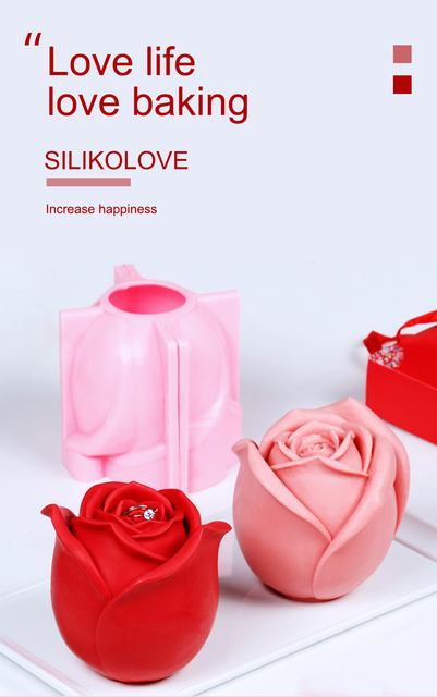 Duża róża - silikonowa forma do 3D tynku, świece zapachowe, robienie mydła - DIY Handmade, ręcznie robiony kwiat - walentynkowy prezent - Wianko - 2