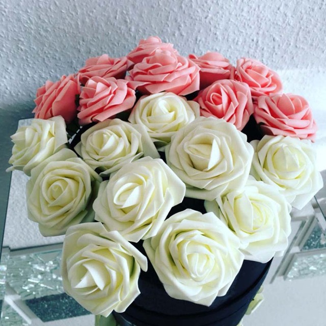 Kolorowe sztuczne piankowe róże ślubne - 25 sztuk - Wianko - 4