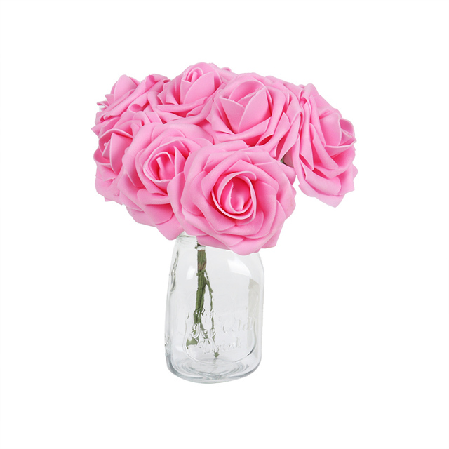 Kolorowe sztuczne piankowe róże ślubne - 25 sztuk - Wianko - 9