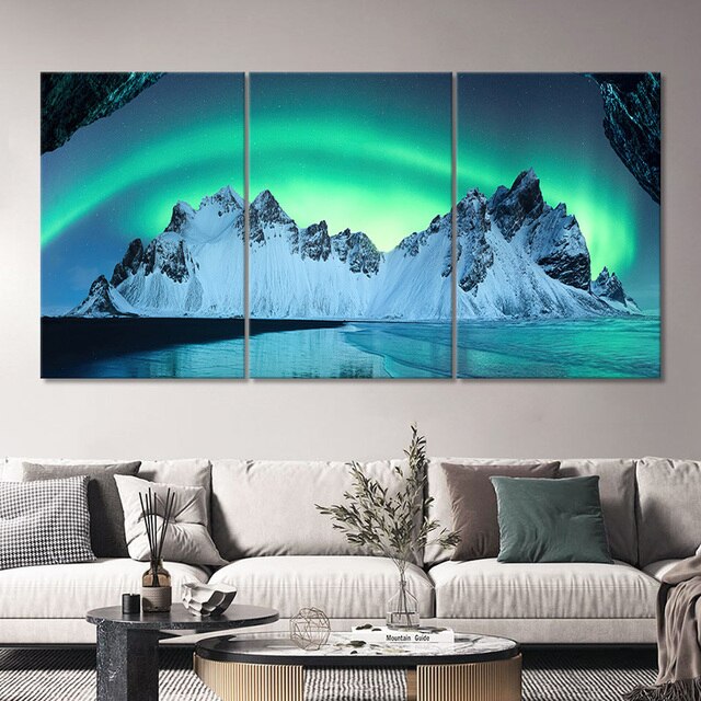 Obraz ścienny z krajobrazem Islandii, światłem polarnym i dekoracją wnętrz - idealny prezent - Wianko - 6