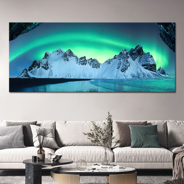 Obraz ścienny z krajobrazem Islandii, światłem polarnym i dekoracją wnętrz - idealny prezent - Wianko - 14