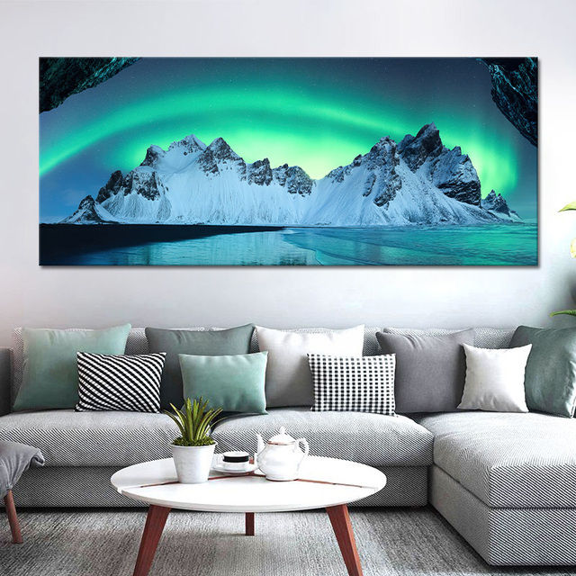 Obraz ścienny z krajobrazem Islandii, światłem polarnym i dekoracją wnętrz - idealny prezent - Wianko - 12