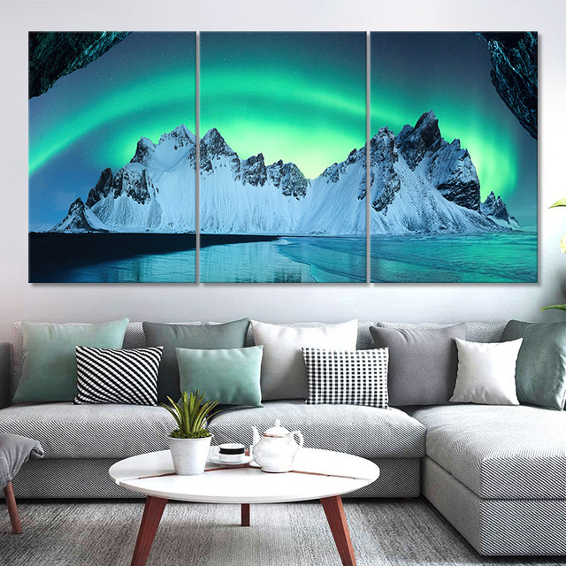 Obraz ścienny z krajobrazem Islandii, światłem polarnym i dekoracją wnętrz - idealny prezent - Wianko - 8