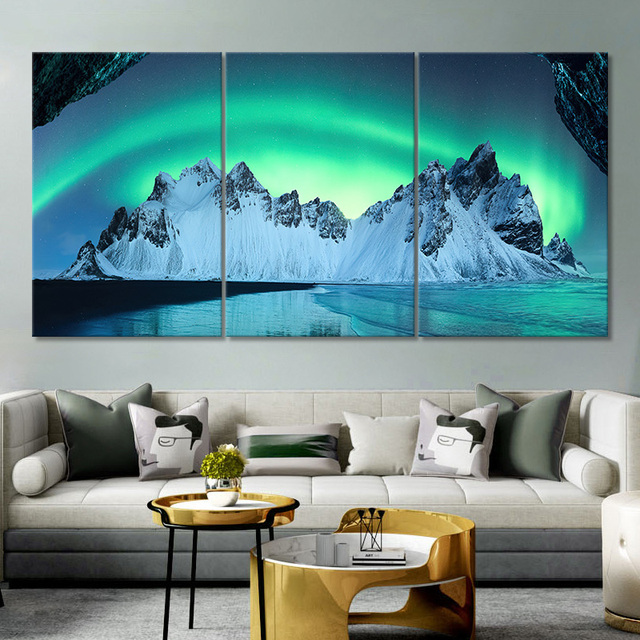 Obraz ścienny z krajobrazem Islandii, światłem polarnym i dekoracją wnętrz - idealny prezent - Wianko - 7