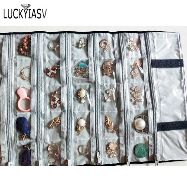 Przenośna torba na biżuterię z aksamitu i zamkiem błyskawicznym – organizator na kolczyki, pierścionki, naszyjniki i pudełko wystawowe - Wianko - 47
