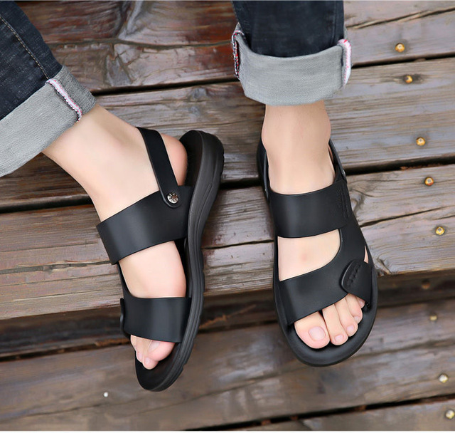 Męskie sandały rzymskie Slip on Casual outdoor 2021, letnie, modne, plażowe, PU skórzane kapcie - Wianko - 15