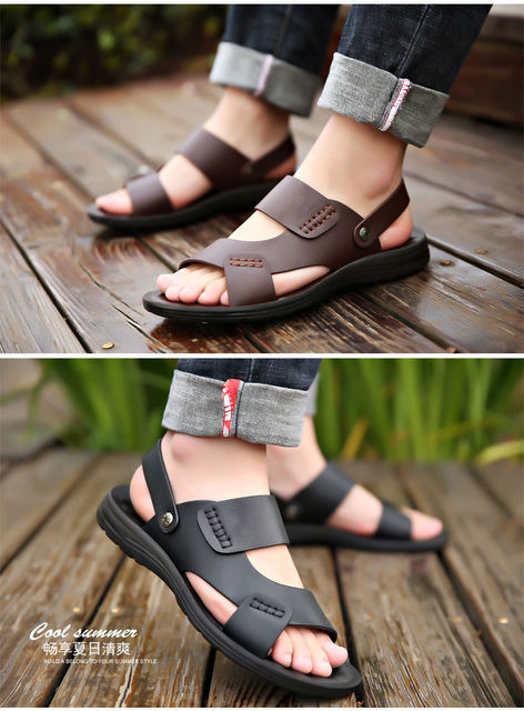 Męskie sandały rzymskie Slip on Casual outdoor 2021, letnie, modne, plażowe, PU skórzane kapcie - Wianko - 18