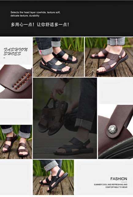 Męskie sandały rzymskie Slip on Casual outdoor 2021, letnie, modne, plażowe, PU skórzane kapcie - Wianko - 20