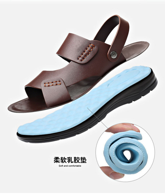 Męskie sandały rzymskie Slip on Casual outdoor 2021, letnie, modne, plażowe, PU skórzane kapcie - Wianko - 8