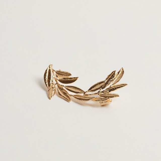 Elegancka nausznica dla kobiet - delikatna tekstura złotego liścia - Wianko - 3