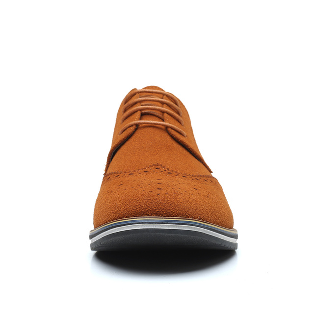 Klasyczne matowe zamszowe skórzane buty męskie - brogues w casualowym stylu, Plus rozmiar - Wianko - 4