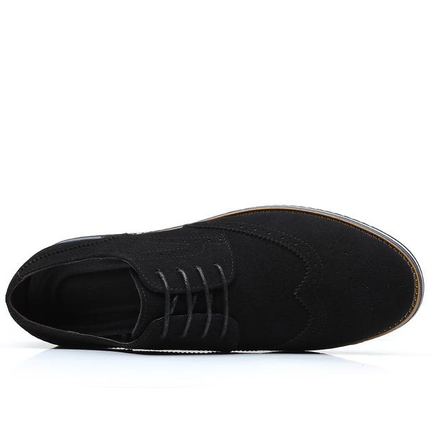 Klasyczne matowe zamszowe skórzane buty męskie - brogues w casualowym stylu, Plus rozmiar - Wianko - 11