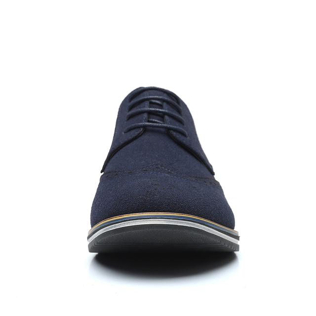 Klasyczne matowe zamszowe skórzane buty męskie - brogues w casualowym stylu, Plus rozmiar - Wianko - 7