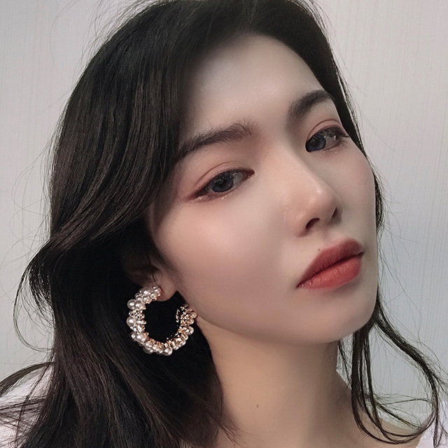 Kolczyki kółka koreańskie New Arrival 2020 - imitacja kryształowej perły w formie kwiatu, eleganckie boucle d'oreille dla kobiet - Bijoux Party moda - Wianko - 3