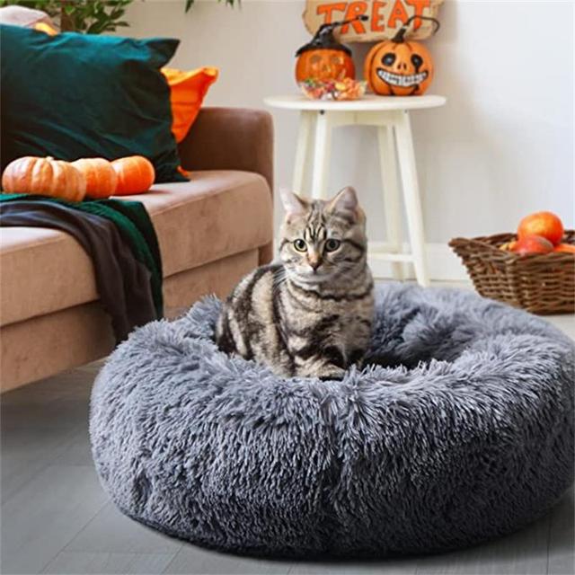 Miękkie okrągłe legowisko dla kota - ciepłe i wygodne gniazdo dla Twojego pupila - Wianko - 18