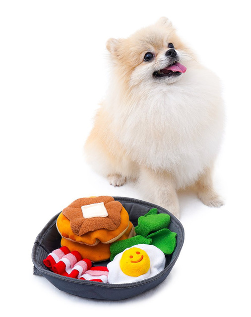 Pluszowy pies zabawka dla psa z dźwiękiem - Koreański śniadanie boczek jajko w koszulce - Omurice kot Puppy Chew - zabawki interaktywne - Wianko - 3