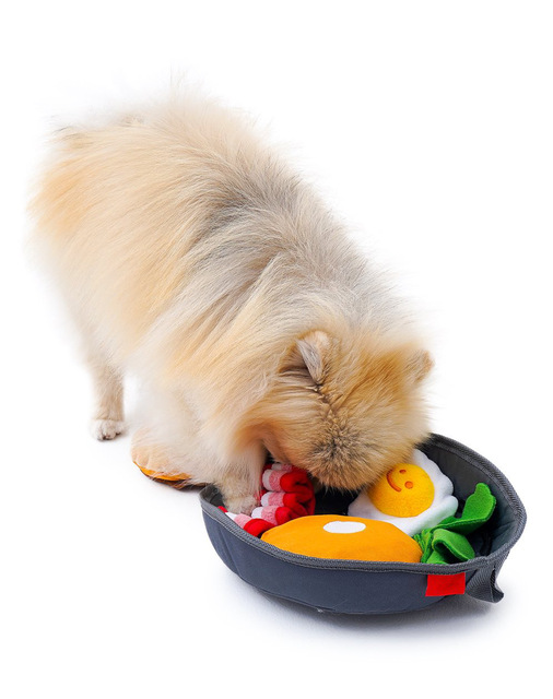 Pluszowy pies zabawka dla psa z dźwiękiem - Koreański śniadanie boczek jajko w koszulce - Omurice kot Puppy Chew - zabawki interaktywne - Wianko - 4