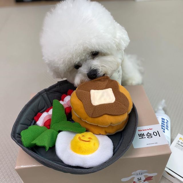 Pluszowy pies zabawka dla psa z dźwiękiem - Koreański śniadanie boczek jajko w koszulce - Omurice kot Puppy Chew - zabawki interaktywne - Wianko - 19