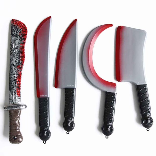 Halloween sztuczna krew - rekwizyty dekoracyjne: fałszywy nóż, plastikowy tasak, maczety - zabawki na przyjęcie dziecięce - Wianko - 3