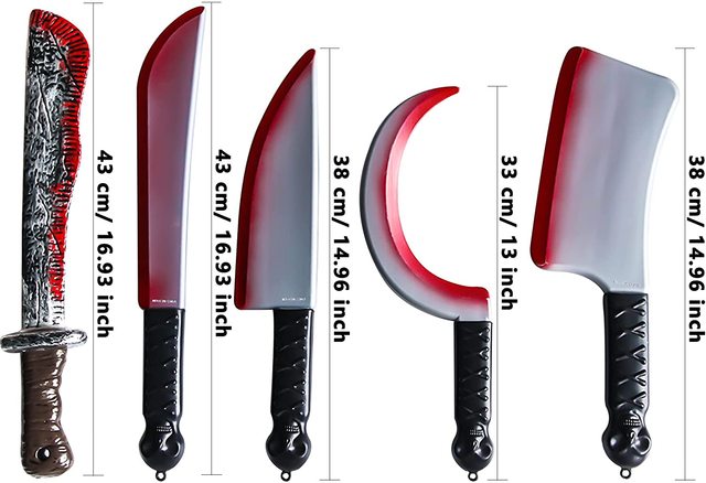 Halloween sztuczna krew - rekwizyty dekoracyjne: fałszywy nóż, plastikowy tasak, maczety - zabawki na przyjęcie dziecięce - Wianko - 4