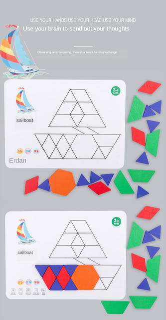 Drewniane Puzzle Montessori Kids - Zabawka edukacyjna Tangram z geometrią dla dzieci - Wianko - 4