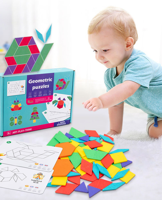 Drewniane Puzzle Montessori Kids - Zabawka edukacyjna Tangram z geometrią dla dzieci - Wianko - 1