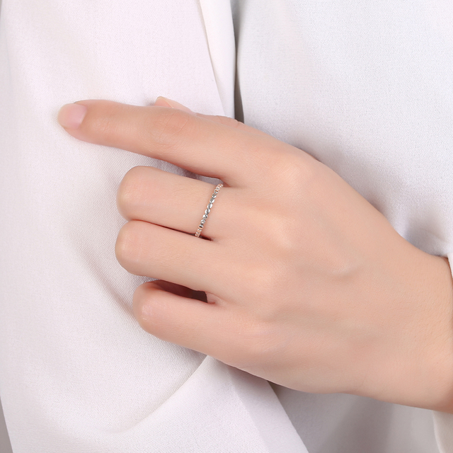 Klasyczny pierścionek z oryginalnymi 925 srebrnymi koralikami o prostym owalnym kształcie dla kobiet - Wianko - 4