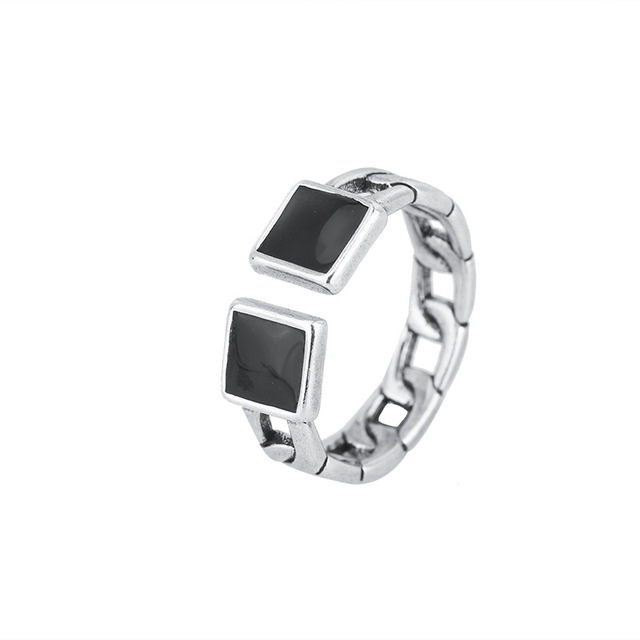 Trójkąt kwadratowy pierścień z czarnym cyrkonem VENTFILLE 925 srebro dla kobiet - biżuteria srebrna 2021 - Wianko - 5